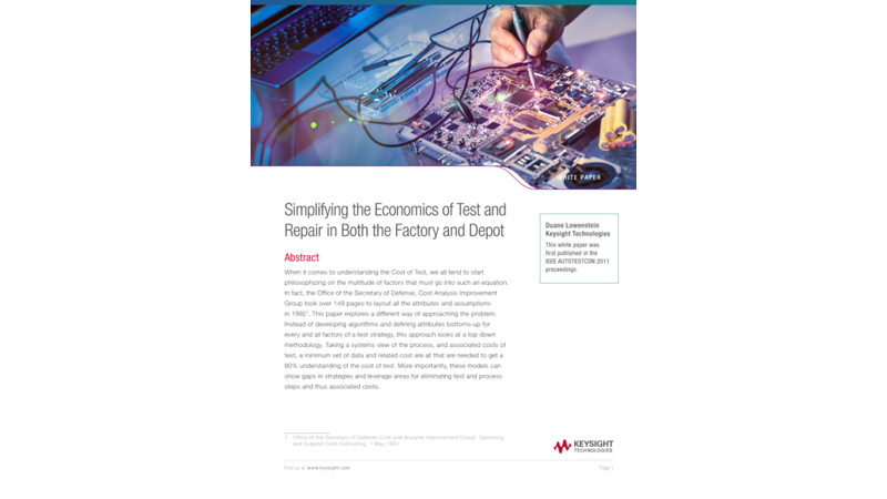 Economics of Test and Repair in Both the Factory and Depot